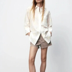 Zara EMBROIDERED POCKET SHIRT